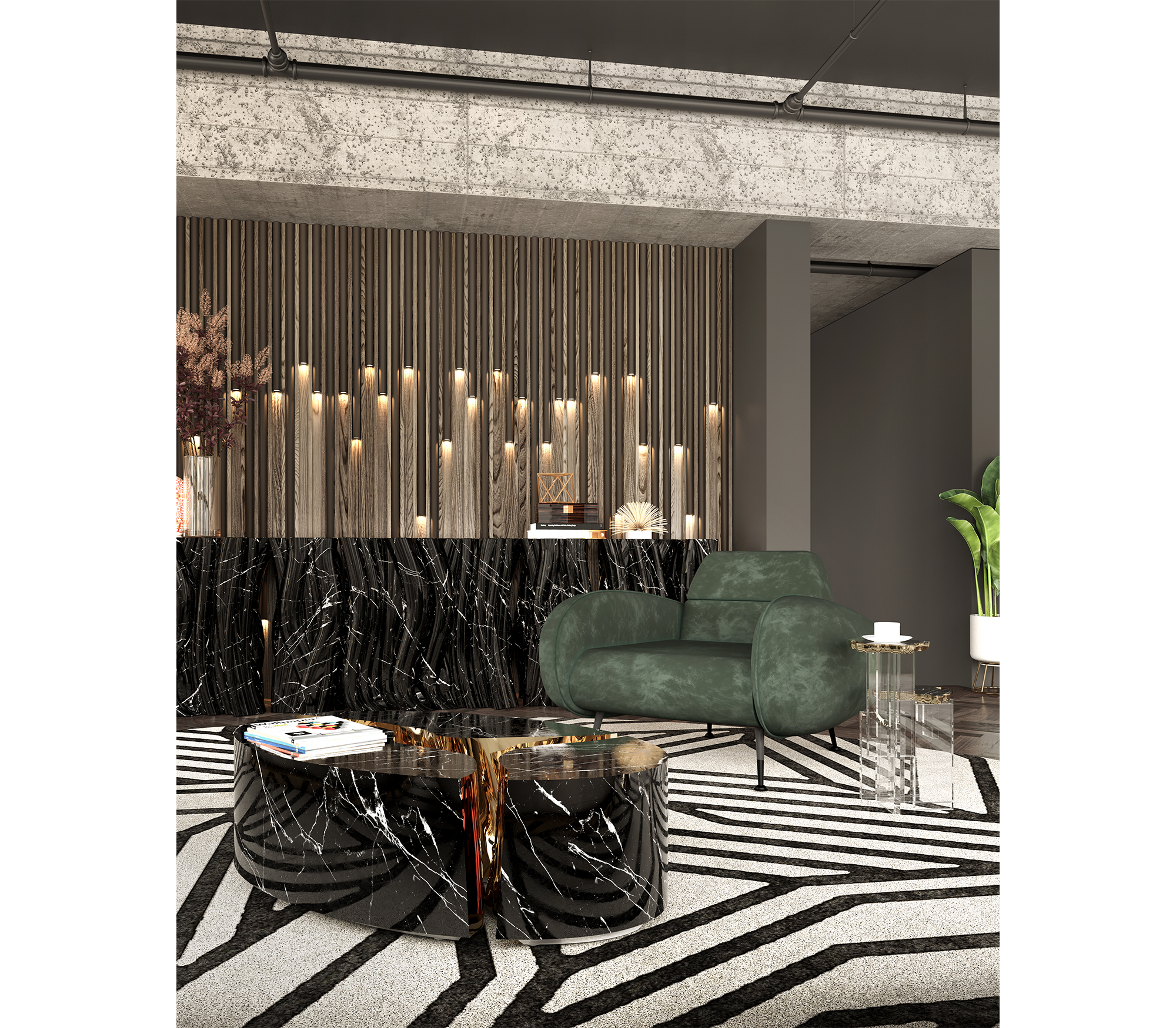 Дизайнерская консоль Monochrome faux-marble