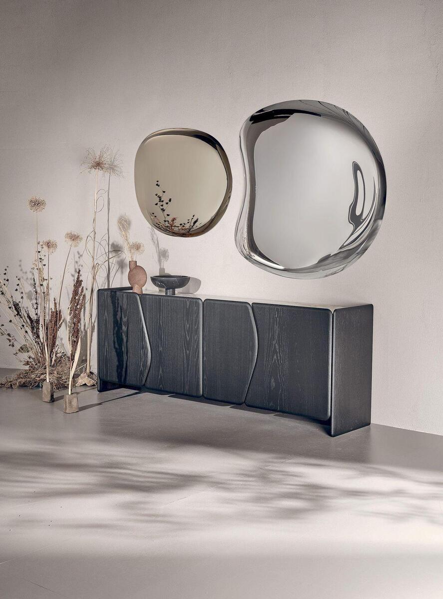 Итальянская Тумба Dolmen Nature Design дизайнерская из массива дерева с мраморной столешницей