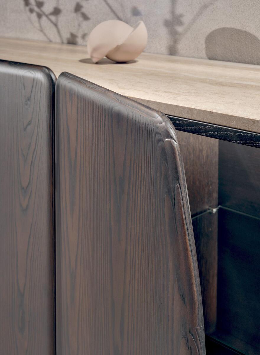 Итальянская Тумба Dolmen Nature Design дизайнерская из массива дерева с мраморной столешницей