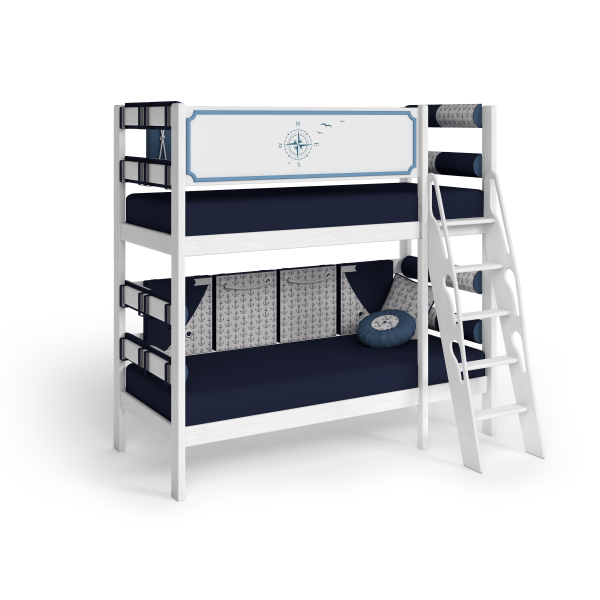 Двухъярусная кровать «Морская регата», 2 спальных места (35;130 см), бортик безопасности