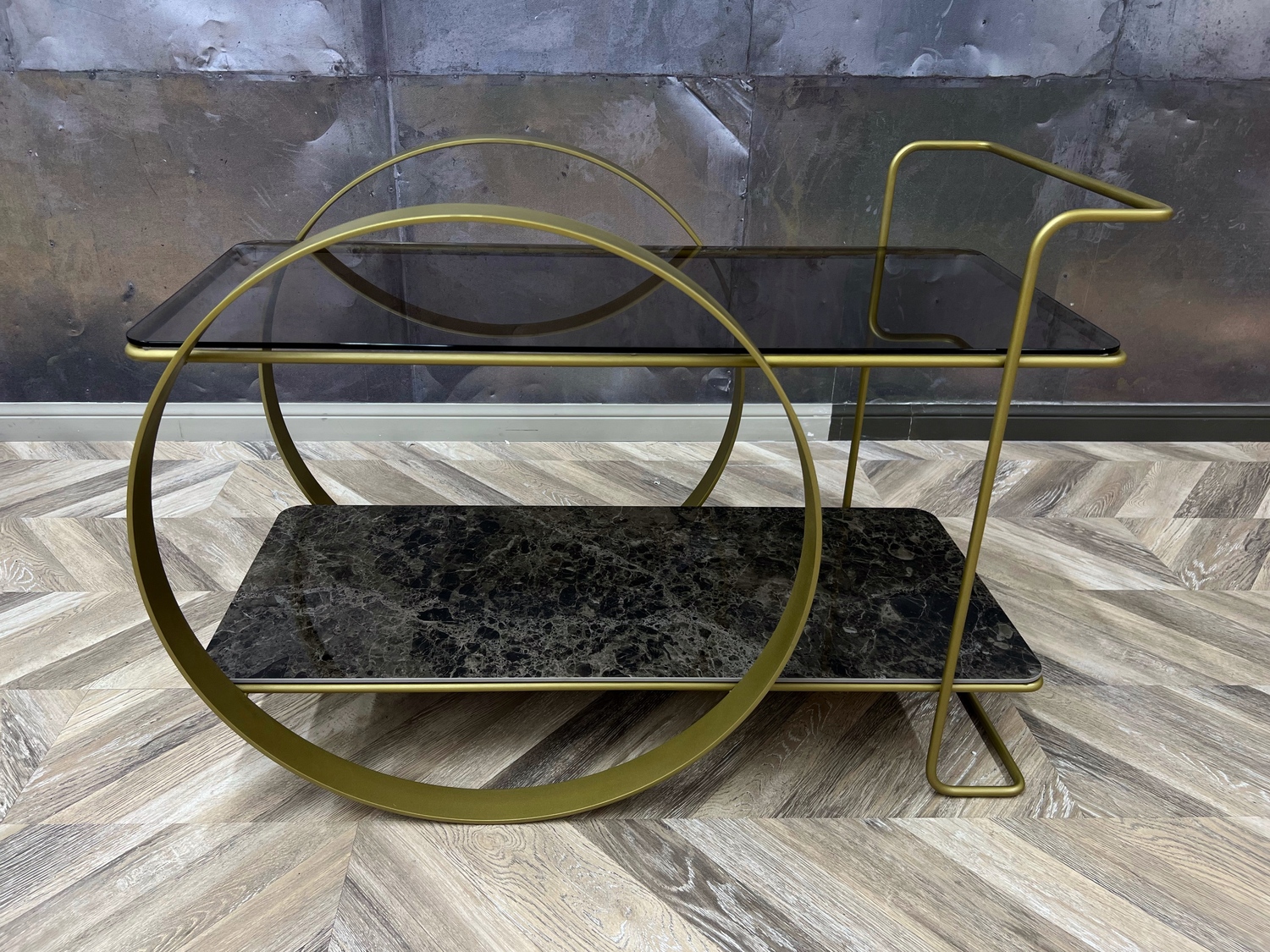 Столик журнальный итальянский  сервировочный Venanzio   Tonin Casa Италия со стеклом и керамикой