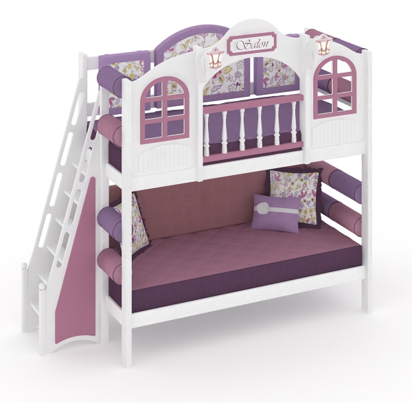 Двухъярусная кровать "La Fleur", 2 спальных места (35/130 см), лестница с торца (130 см)