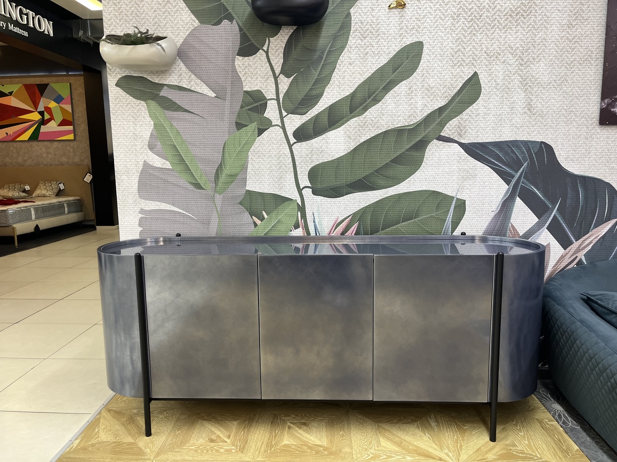 Тумба итальянская дизайнерская Supernova Piombo Dallagnese Италия закругленная  металлизированная