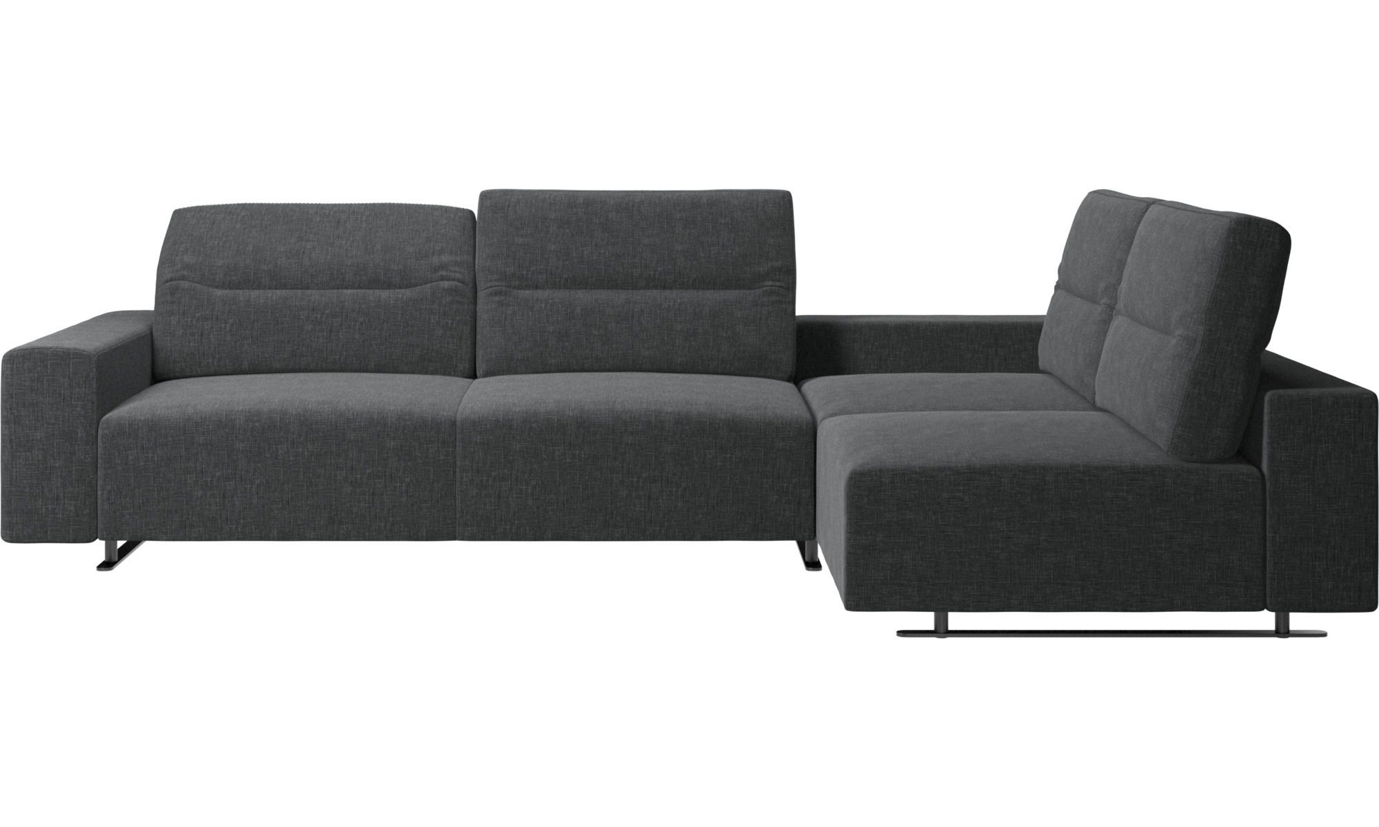 Угловой диван Hampton с регулируемой спинкой и системой хранения с левой стороны - Napoli 2255 Ткань цвета серого камня