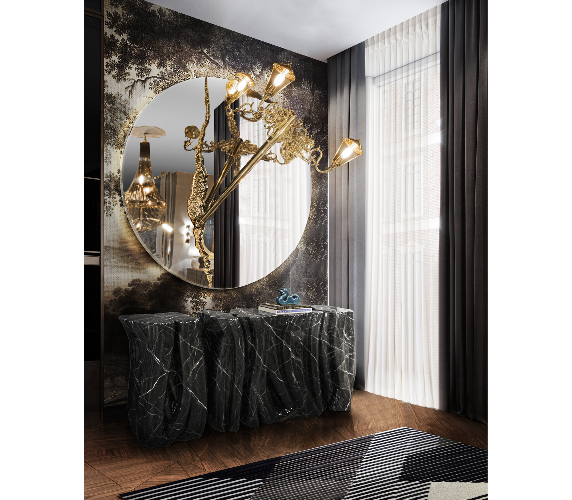 Дизайнерская консоль Monochrome faux-marble