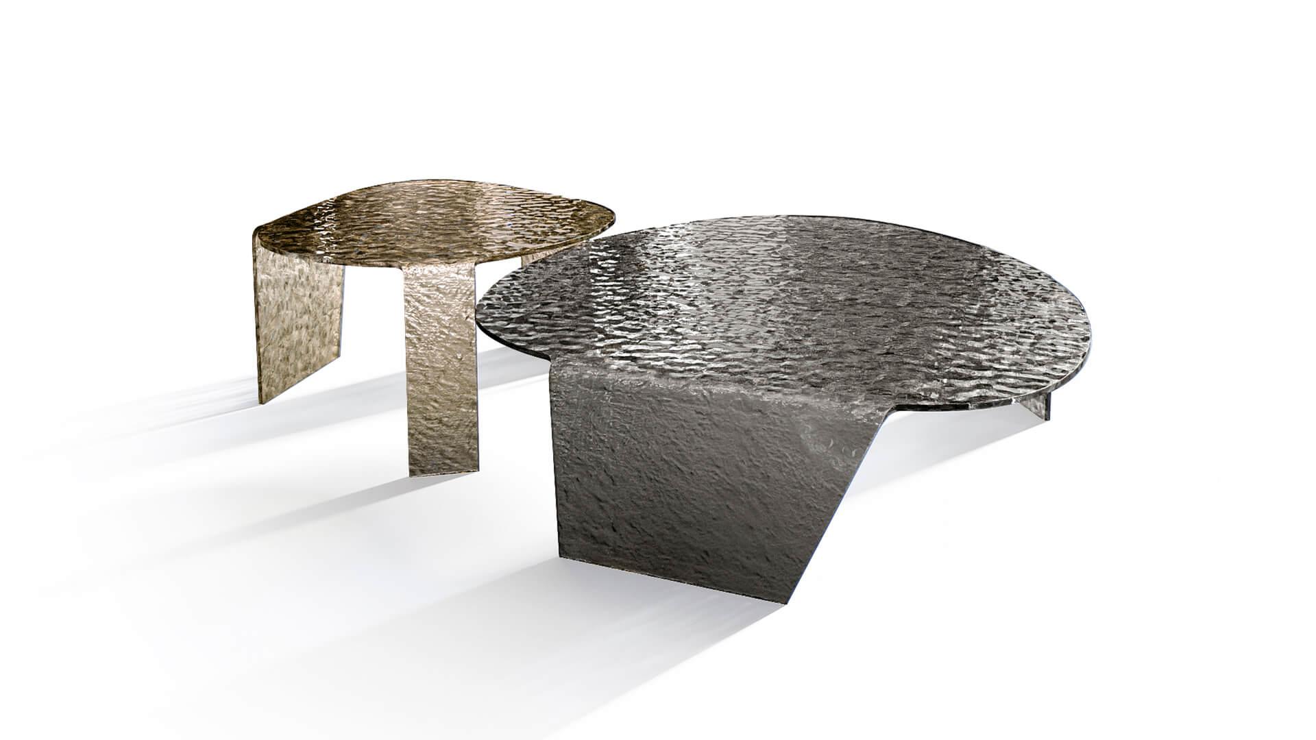 Итальянский журнальный стол из гнутого стекла Luce