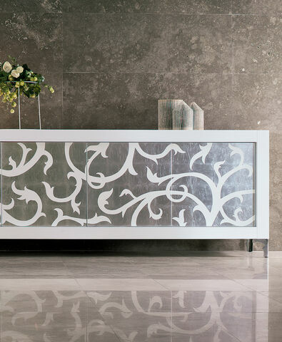 Тумба итальянская деревянная дизайнерская  Picasso-Mito Riflessi с металлическими фасадами