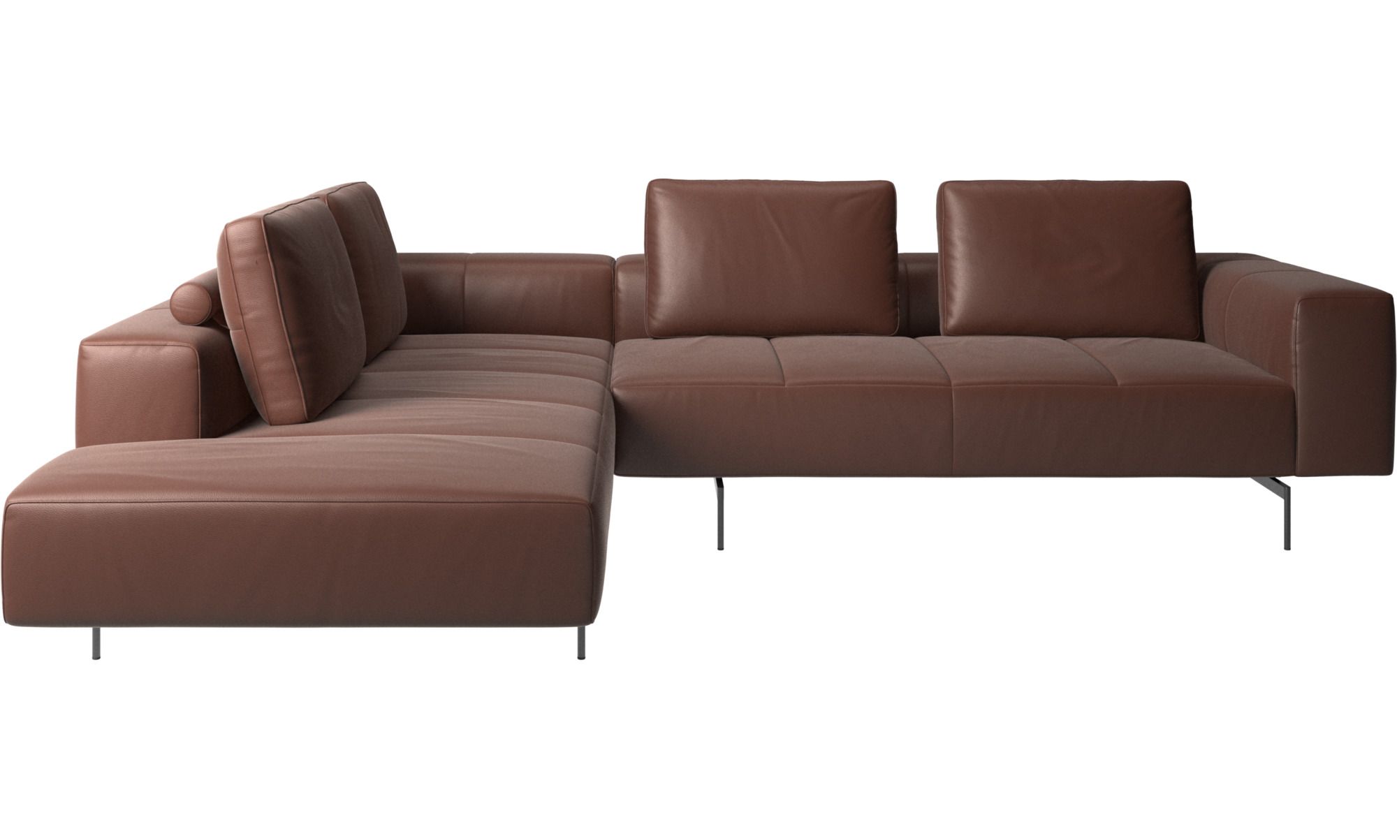 Угловой диван Amsterdam с модулем для отдыха - Estoril 0954 Кожа цвета мокко