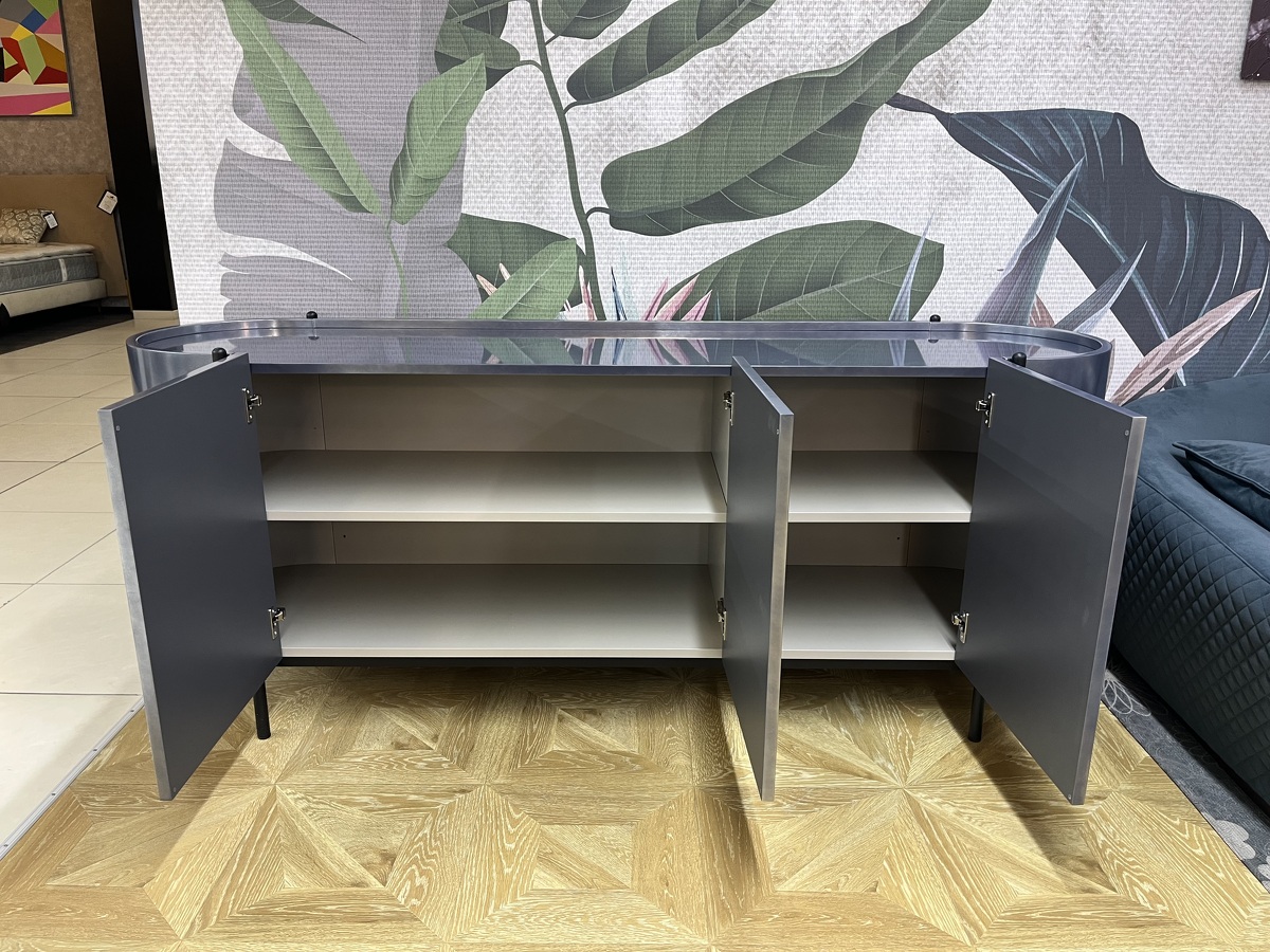 Тумба итальянская дизайнерская Supernova Piombo Dallagnese Италия закругленная  металлизированная