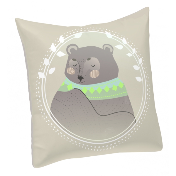Подушка-медведь "Лесные приключения", печать