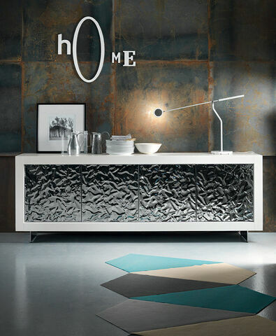 Тумба итальянская деревянная дизайнерская  Picasso-Mito Riflessi с металлическими фасадами