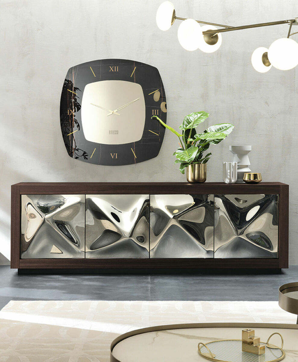 Тумба итальянская деревянная дизайнерская  Picasso-Mito Riflessi с металлическими фасадами