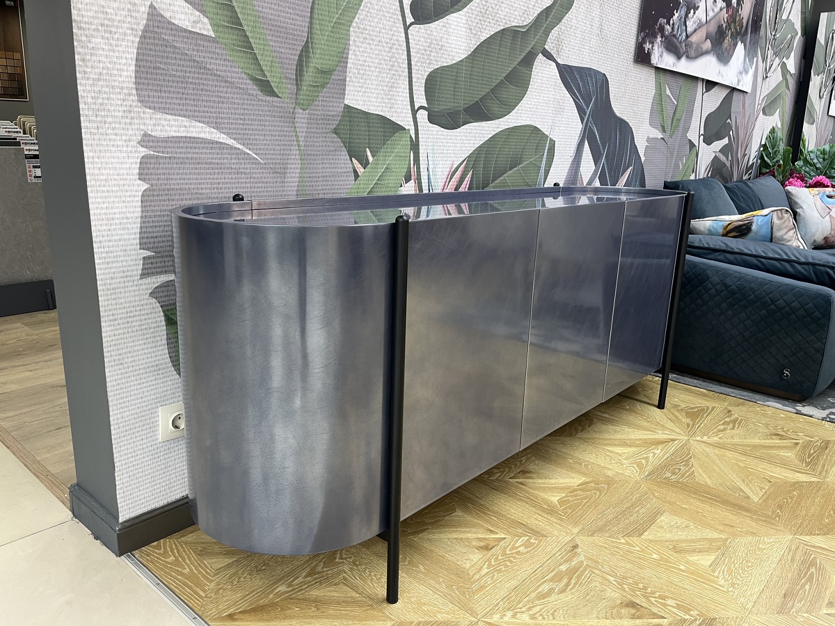 Тумба итальянская дизайнерская Supernova Piombo Dallagnese Италия закругленная  металлизированная