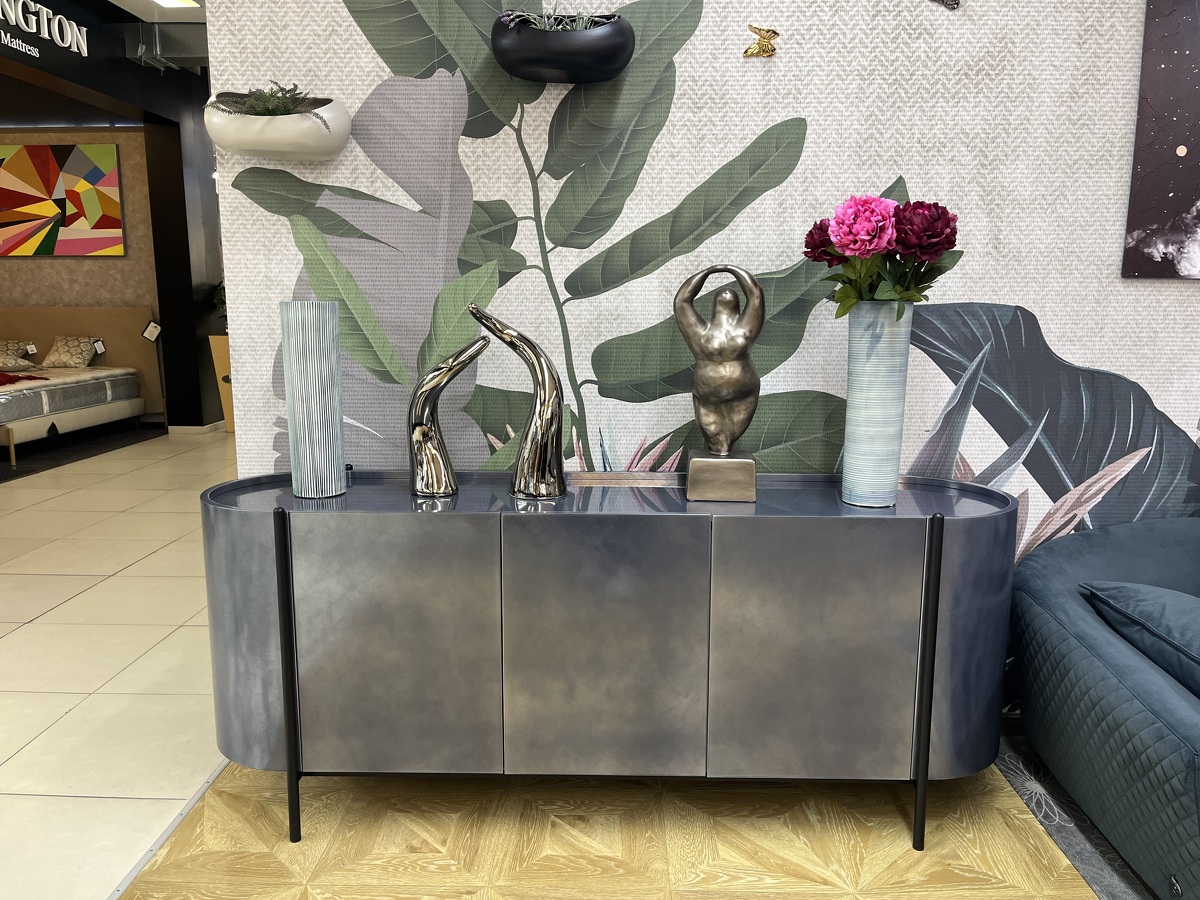 Тумба итальянская дизайнерская Supernova Piombo Dallagnese Италия закругленная  металлизированная