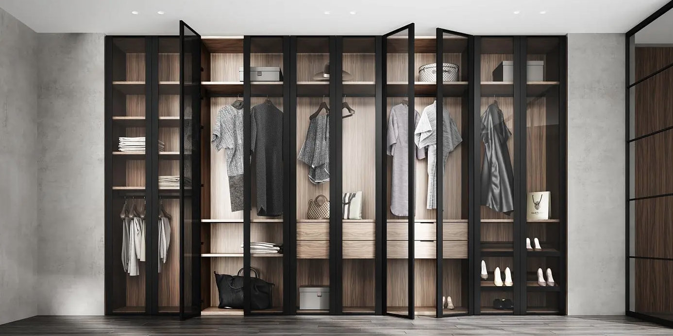 Гардеробная FORMINA с фасадами из стекла и алюминия always available