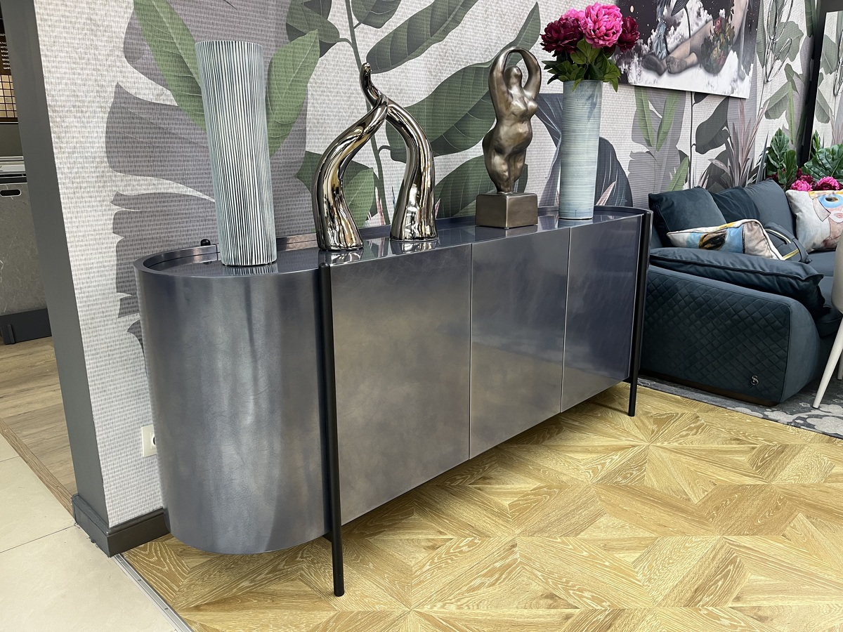 Тумба итальянская дизайнерская Supernova Piombo Dallagnese Италия закругленная  металлизированная