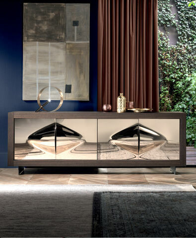 Тумба итальянская деревянная дизайнерская  Picasso-Mito Riflessi с металлическими фасадами
