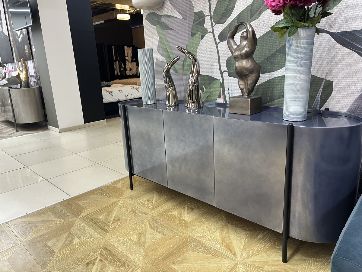 Тумба итальянская дизайнерская Supernova Piombo Dallagnese Италия закругленная  металлизированная