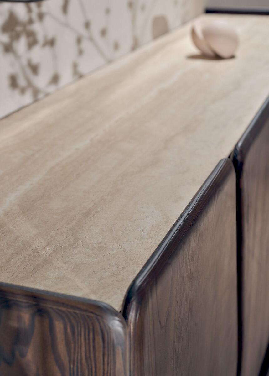 Итальянская Тумба Dolmen Nature Design дизайнерская из массива дерева с мраморной столешницей