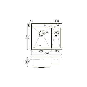 Мойка Omoikiri Akisame 60-2-L-IN