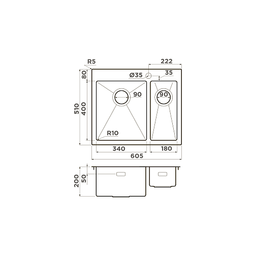 Мойка Omoikiri Akisame 60-2-L-IN , фото № 2