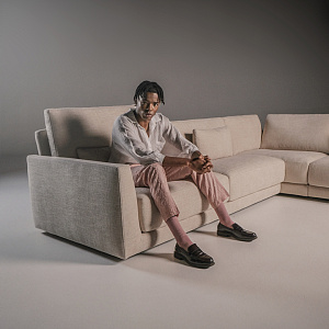 Диван угловой  Matheola Calia Italia с подъемными подушками и увеличением высоты спинки и глубины