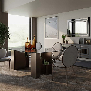 Стол обеденный фиксированный Downtown Zamagna стеклянный на креативном основании из металла