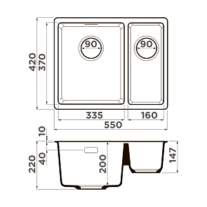 Мойка Omoikiri Kata 55-2-U-GR