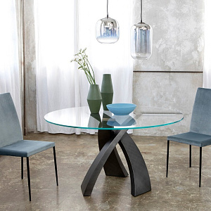 Итальянский Стол обеденный Eliseo Brushed. Круглый стеклянный стол. Tonin Casa.