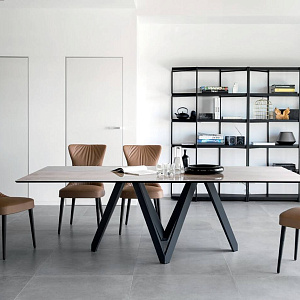 Стол обеденный итальянский фиксированный CARTESIO Calligaris с керамической столешницей