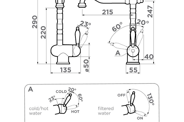  Смеситель Omoikiri Kyoto 2 Plus-AB-022 , фото № 2