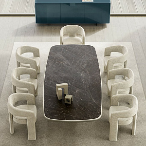 Итальянский дизайнерский стол GIOVE Eforma за основании из цемента с толстой столешницей из керамики