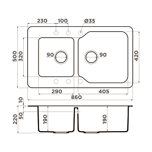 Мойка Omoikiri Maru 86-2-CH
