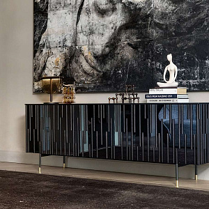 Тумба TV Drops из натурального дерева с зеркальными фасадами в наличииTonin Casa Италия