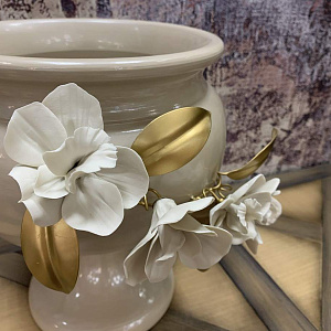 Вазон Murano  The Orchids 7512с фарфоровыми цветами Capodimonte   керамическая итальянская Mezzaluna