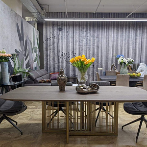 Итальянский большой стол обеденный  MASTERTABLE с деревянной столешницей Dall`Agnese