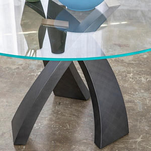 Итальянский Стол обеденный Eliseo Brushed. Круглый стеклянный стол. Tonin Casa.