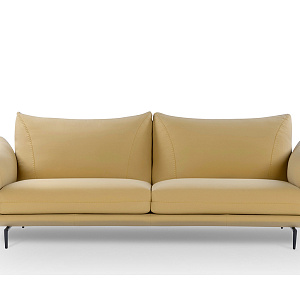 Диван итальянский прямой кожаный Dragees Calia Italia с округлыми формами и декоративной строчкой