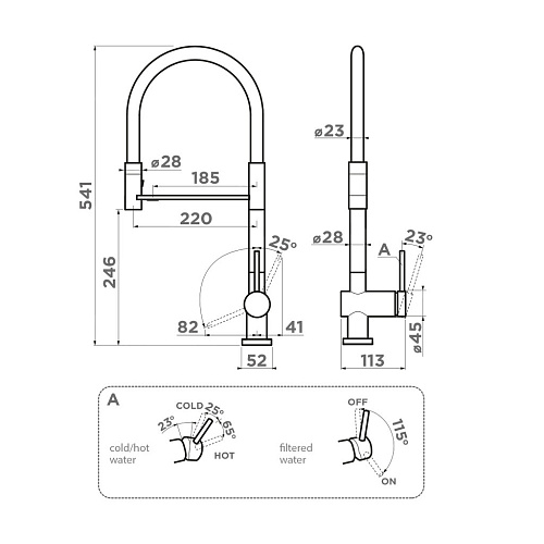  Смеситель Omoikiri Kanto-2 Plus-SB BN-WH , фото № 2