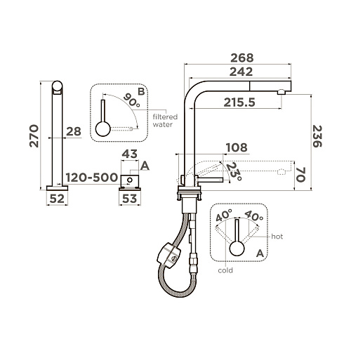  Смеситель Omoikiri Nara 2 Plus-S-LG , фото № 2
