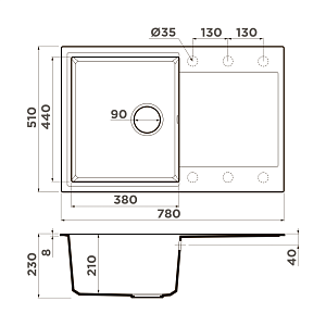 Мойка Omoikiri Daisen 78T-BE