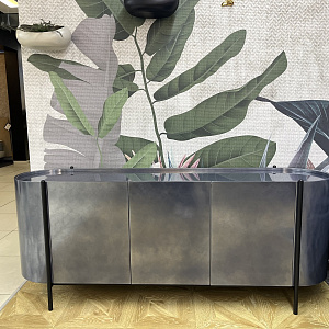 Тумба итальянская дизайнерская Supernova Piombo Dallagnese Италия закругленная  металлизированная