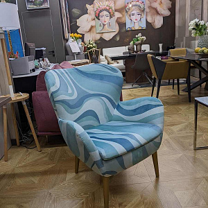 Кресло итальянское дизайнерское Ottavia бренд Momenti Casa голубое Современный