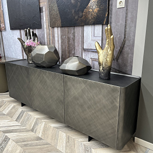 Тумба итальянская дизайнерская ALMA  Eforma в металлизированной брашированной отделке бронза