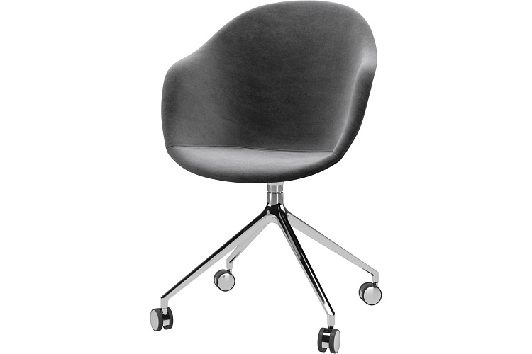  Кресло Adelaide с функцией вращения на колесиках - Velvet 3030 Серая ткань , фото № 1