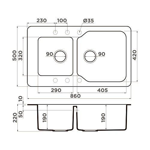  Мойка Omoikiri Maru 86-2-BE , фото № 2