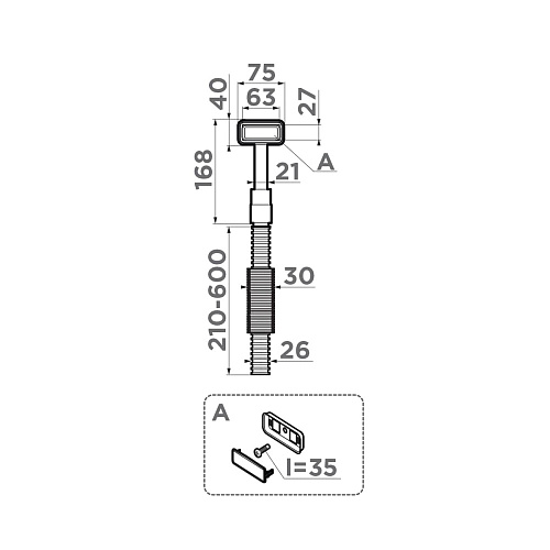 Сменный прямоугольный перелив OV-01-S-AB022 , фото № 2