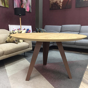 Итальянский стол обеденный фиксированный круглый Henry с деревянной столешницей металлическая база