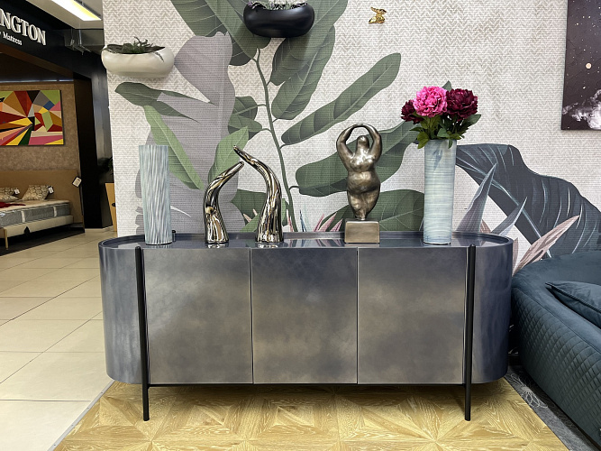  Тумба итальянская дизайнерская Supernova Piombo Dallagnese Италия закругленная  металлизированная , фото № 1