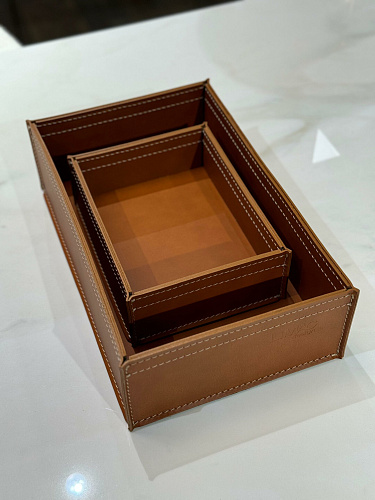  Набор из 3х кожаных корзинок , фото № 6